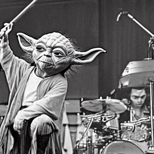 Image similar to yoda performing at woodstock