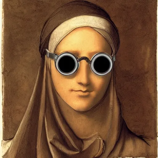 Prompt: Ibn Al Haitham AI lens goggles, futuristic, page, by da vinci