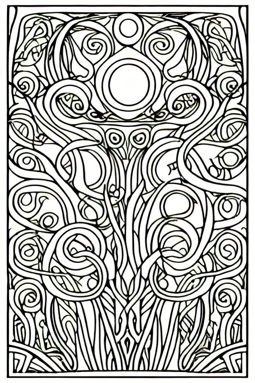 Prompt: vector images, art nouveau edge border designs, smooth lines, strong outline, coloring book outline, vines