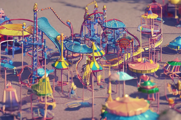 Prompt: miniature of amusement Park, macro shot, Octane Render, Artstation