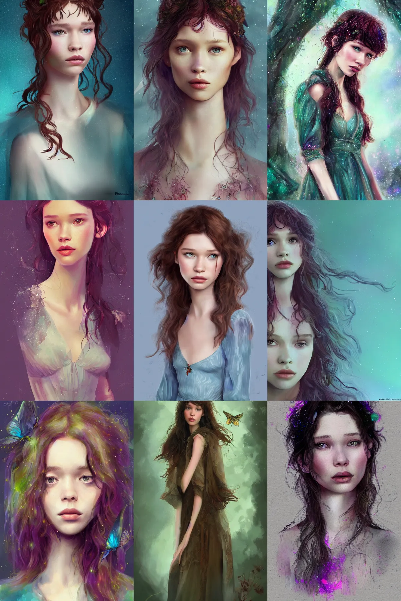 Prompt: astrid berges frisbey as a pixie. digital illustration. trending on art station, low detail, dreamy, vivid colours