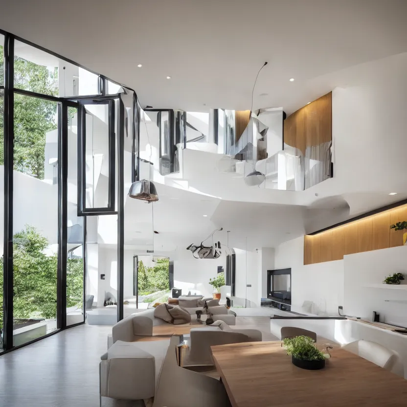 Image similar to Interior photograph of a bright modern house, 8k, ultra HD