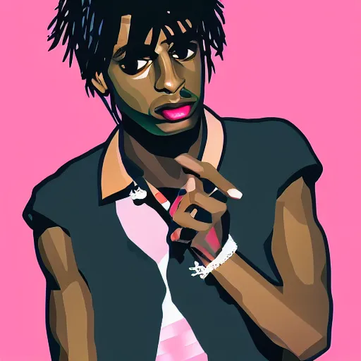 Prompt: portrait of Playboi Carti in the style of Polygon1993