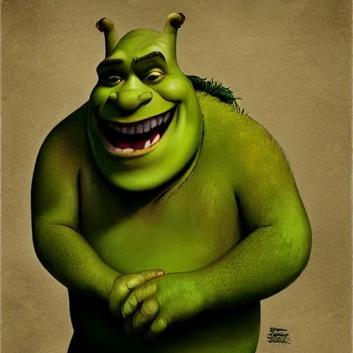 Image similar to Shrek, artwork by Antón Semenov,