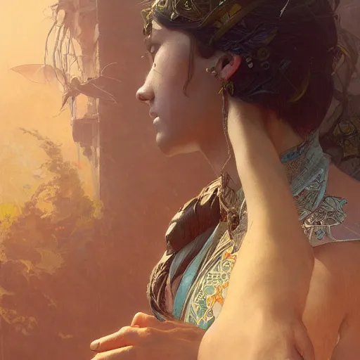 Image similar to Covid-19 as a human, humanoid, intricate, highly detailed, digital painting, artstation, concept art, sharp focus, illustration, art by greg rutkowski and alphonse mucha