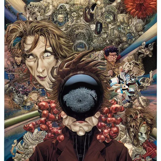 Image similar to portrait of crazy scientist, symmetrical, by yoichi hatakenaka, masamune shirow, josan gonzales and dan mumford, ayami kojima, takato yamamoto, barclay shaw, karol bak, yukito kishiro