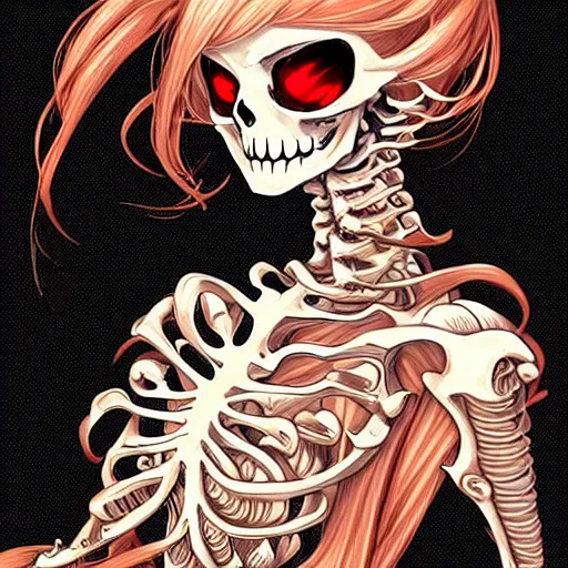 Image similar to anime manga skull portrait young woman skeleton, intricate, elegant, highly detailed, digital art, ffffound, art by JC Leyendecker and sachin teng