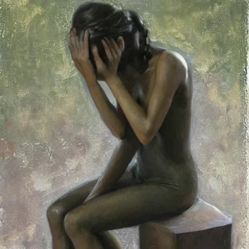 Image similar to A beautiful performance art. There are so many kinds of time. The time by which we measure our lives. Months and years. Or the big time, the time that raises mountains and makes stars. bronze by Emilia Wilk, by Boris Grigoriev tired, blocks