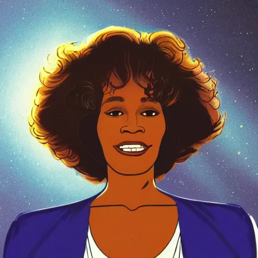 Image similar to whitney houston retro minimalist portrait! moebius starwatcher comic by jean giraud, portrait 8 k