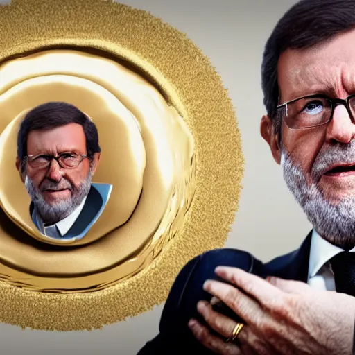 Image similar to a still of mariano rajoy surrounded by gold and diamonds, award - winning, photograph, 3 d render, unreal engine, 4 k detailed