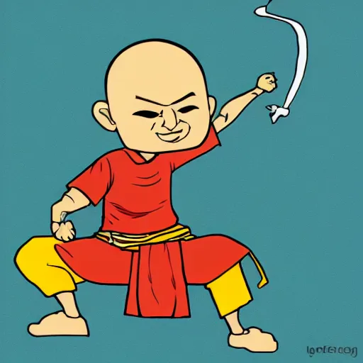 Image similar to cartoon of shaolin cat making exercise