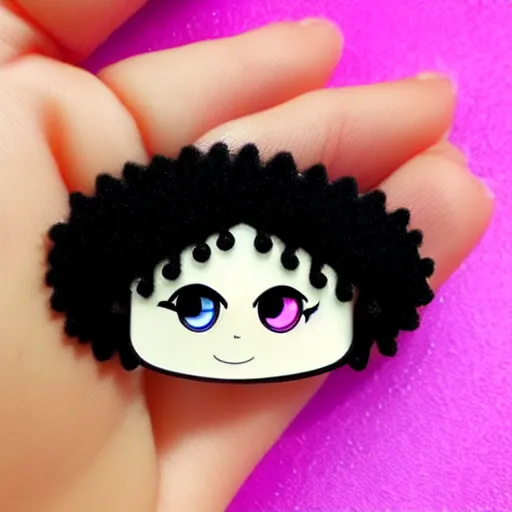 Prompt: a cute 2 d hair barrette character, afro, design, detailed eyes logo