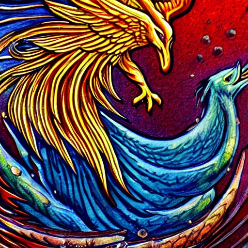 Image similar to water phoenix,. realistic, high. detail