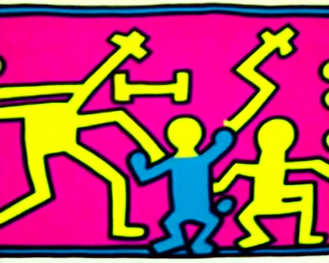 Prompt: artwork by keith haring