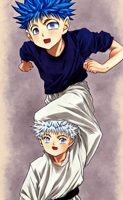 Prompt: Killua from HxH doing God speed electricity, 8k, digital art, drawn by j.c. leyendecker, amazing quality