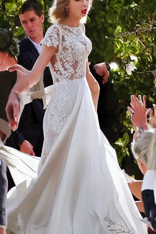 Image similar to taylor swift in a beautiful wedding dress