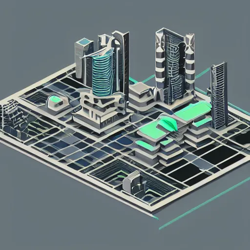 Image similar to isometric model of a futuristic city