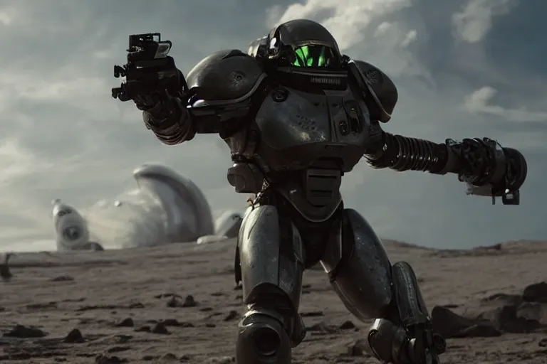 Image similar to VFX movie of a futuristic inhuman alien spacemarines in future spaceship, firing gun at space pirates detailed surface cinematic lighting by Emmanuel Lubezki