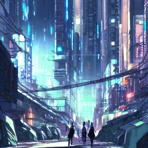 Image similar to an underground cyberpunk city by Makoto Shinkai, empty, epic composition, detailed background