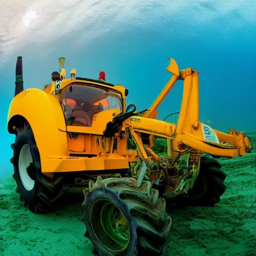 Image similar to ultrawide shot backlit tractor ploughing the seabed underwater photo on gopro