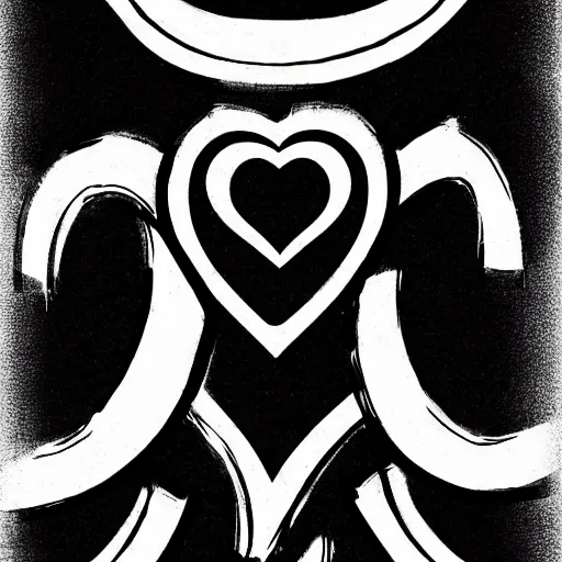 Image similar to tattoo stencil. pencil line drawing, black and white, stylized heart of a logo for a gym