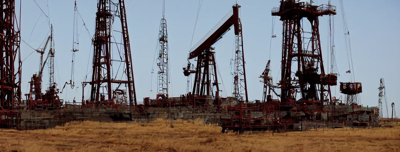 Prompt: There will be blood movie, oil rig scenery\'