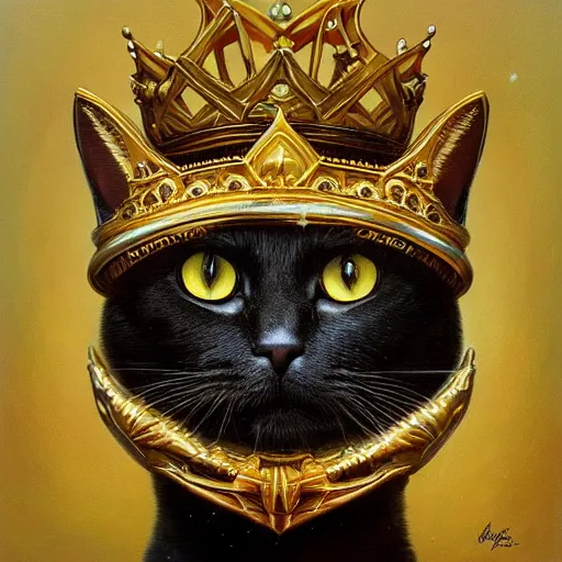 Image similar to ultra realist soft painting of a nuclear bomb explosion, a humanoid cat king with a crown, partial symmetry accurate features, very intricate details, focus, curvy, award winning, artstyle tom bagshaw