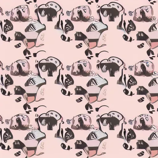 Image similar to abstract pattern, art print, lithography, pink, beige, white, pigs