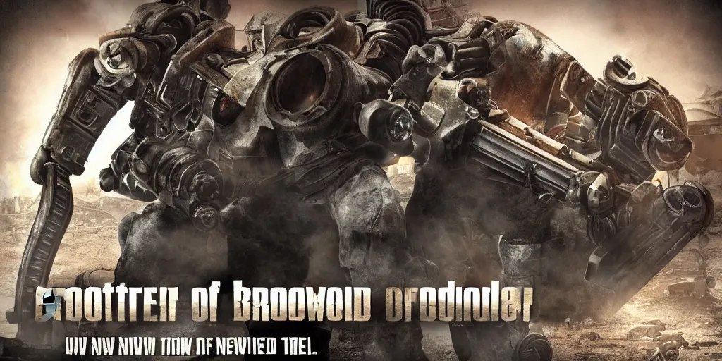 Image similar to campaign poster of brotherhood of steel from fallout : new vegas game