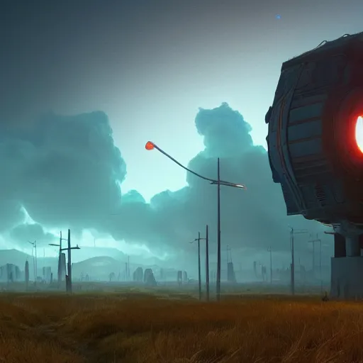 Image similar to a 4k image of the end of the world made by Simon Stålenhag, volumetric lighting, 4k, realistic, octane render, unreal engine,