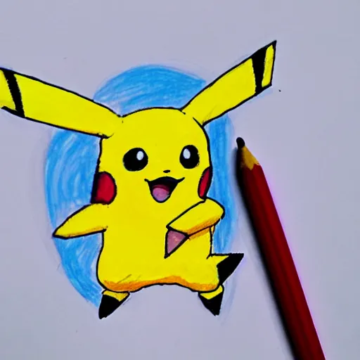 Prompt: a child drawing of pikachu