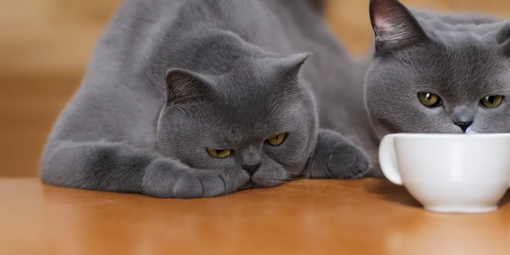 Image similar to britishshorthair cat drinking coffee