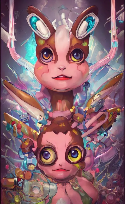 Image similar to lofi BioPunk Pokemon Sylveon portrait Pixar style by Tristan Eaton_Stanley Artgerm and Tom Bagshaw,