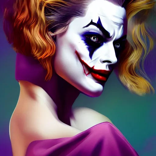 Prompt: Margot Robbie is the Joker hyperdetailed, artstation, cgsociety, 8k