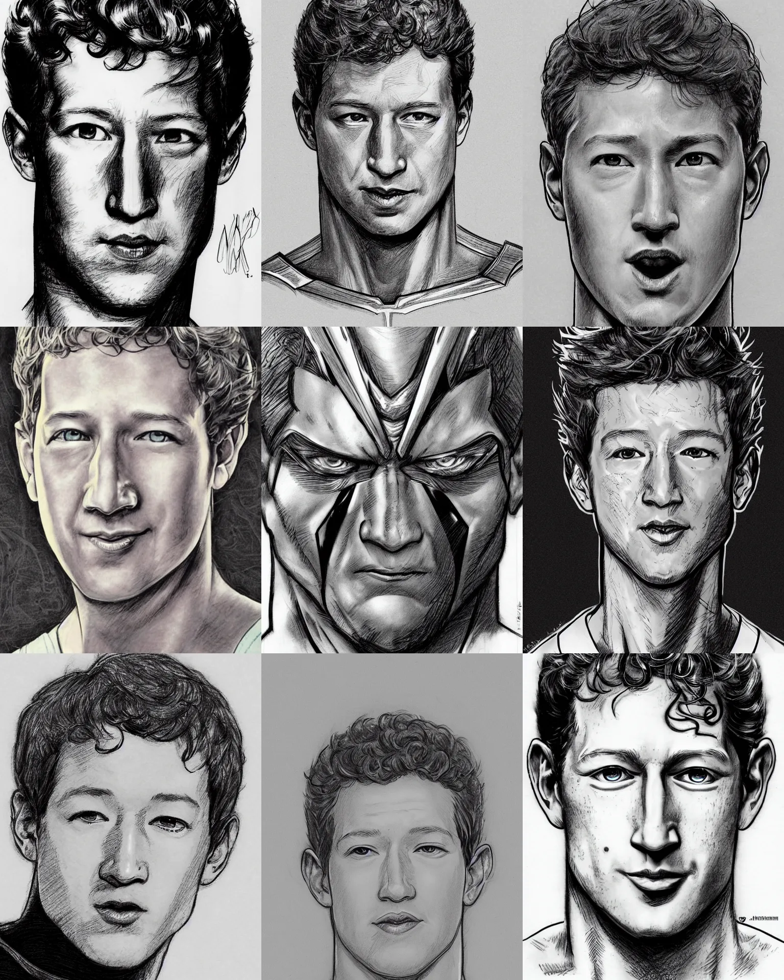 Prompt: jim lee!!! pencil sketch by jim lee close up headshot of mark zuckerberg as superhero in the style of jim lee, x-men superhero comic book character by jim lee