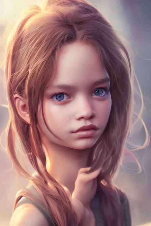 Image similar to very cute girl portrait, highly detailed eyes, intricate details, by artgerm, tooth wu, dan mumford, beeple, wlop, unreal engine 5 rendering