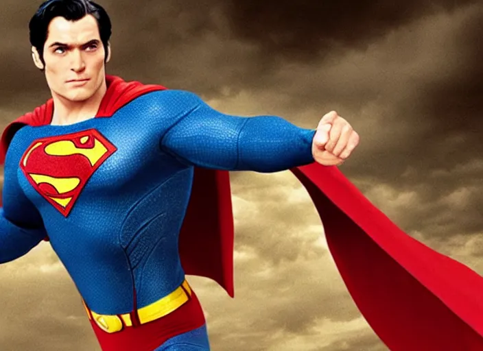 Image similar to superman as a skinny very skinny skinny weak man in the new superman movie