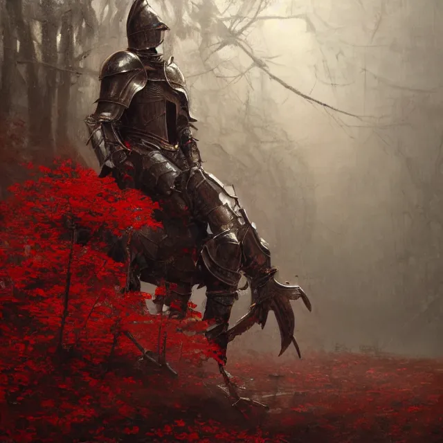 Hyper realistic oil painting of a knight in heavily | Stable Diffusion