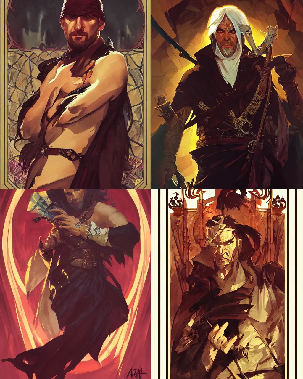 Prompt: The King of Thieves, Dnd Boss, Daggers, Scar, Eyepatch, by artgerm and greg rutkowski and alphonse mucha