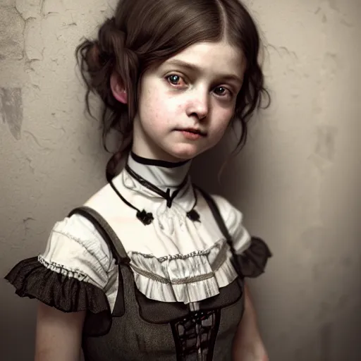 Prompt: photo of cute victorian girl, ultra realistic, concept art, intricate details, dark vibe, highly detailed, photorealistic, octane render, 8 k, unreal engine,