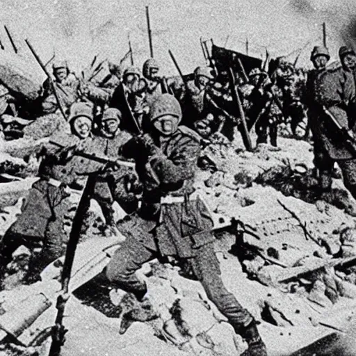 Prompt: the battle of stalingrad, historical photo, official archives