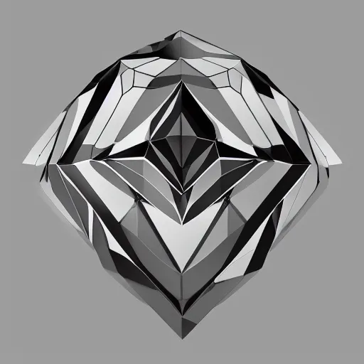 Image similar to 2 dimensional, vector, low poly, clear crystal eagle icon, black background, cgsociety, artstation, octane render