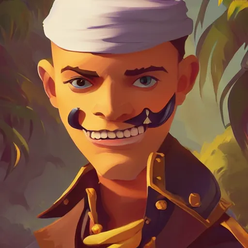 Image similar to painting jack the pirate on sea of thieves game avatar hero smooth face median photoshop filter cutout vector behance hd by jesper ejsing, by rhads, makoto shinkai and lois van baarle, ilya kuvshinov, rossdraws, illustration, art by ilya kuvshinov and gustav klimt