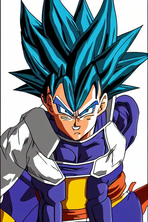 Image similar to prince vegeta, vegeta, black hair, saiyan armor, galick gun beam, solo 3 / 4 portait, very detailed, dynamic lighting, akira toriyama 📹