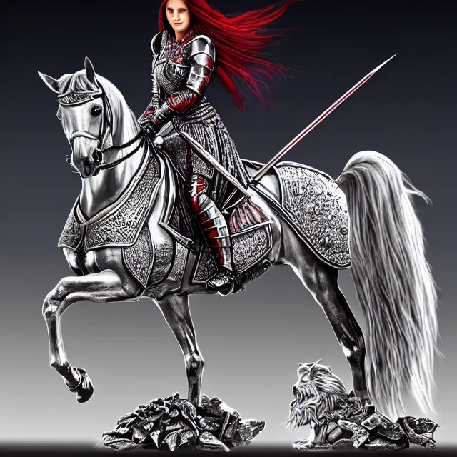 Image similar to beautiful!! knight anne stokes highly detailed 8 k hdr smooth sharp focus high resolution award - winning photo photorealistic chrome reflect