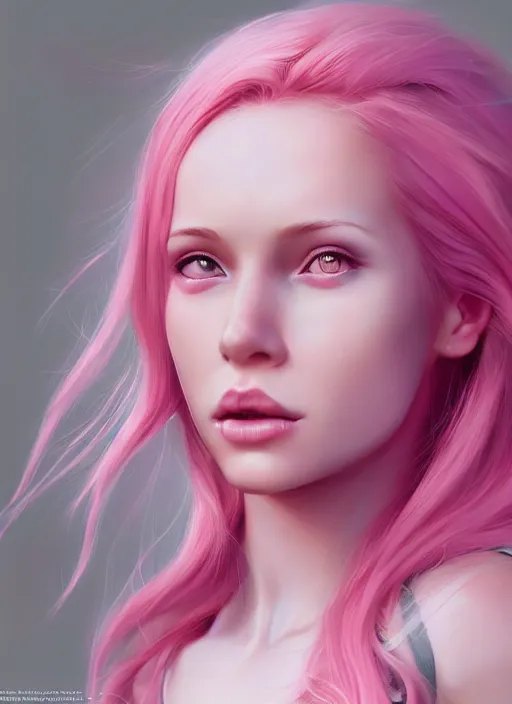 Image similar to a digital painting of a girl with pink hair, a photorealistic painting by charlie bowater, cgsociety, photorealism, daz 3 d, photorealistic, digital illustration