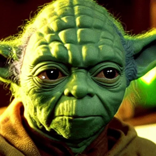 Image similar to film still of yoda smoking weed with snoop dog movie 4 k