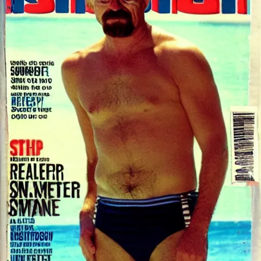 Prompt: Walter White on the cover of Swimsuit Illustrated (1978)