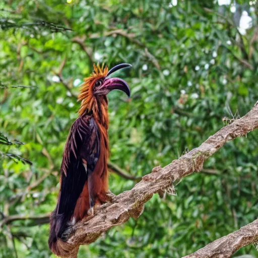 Image similar to a hoatzin bird shouting