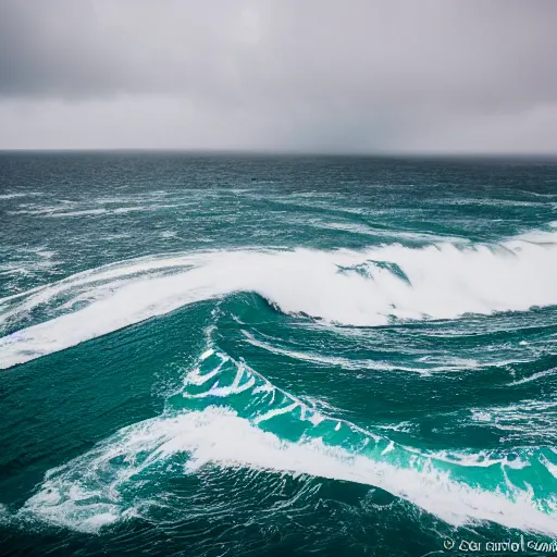 Prompt: a giant wave about to crash on a cruise ship, wave, giant, rough seas, weather, cruise, ship, hurricane, canon eos r 3, f / 1. 4, iso 2 0 0, 1 / 1 6 0 s, 8 k, raw, unedited, symmetrical balance, wide angle